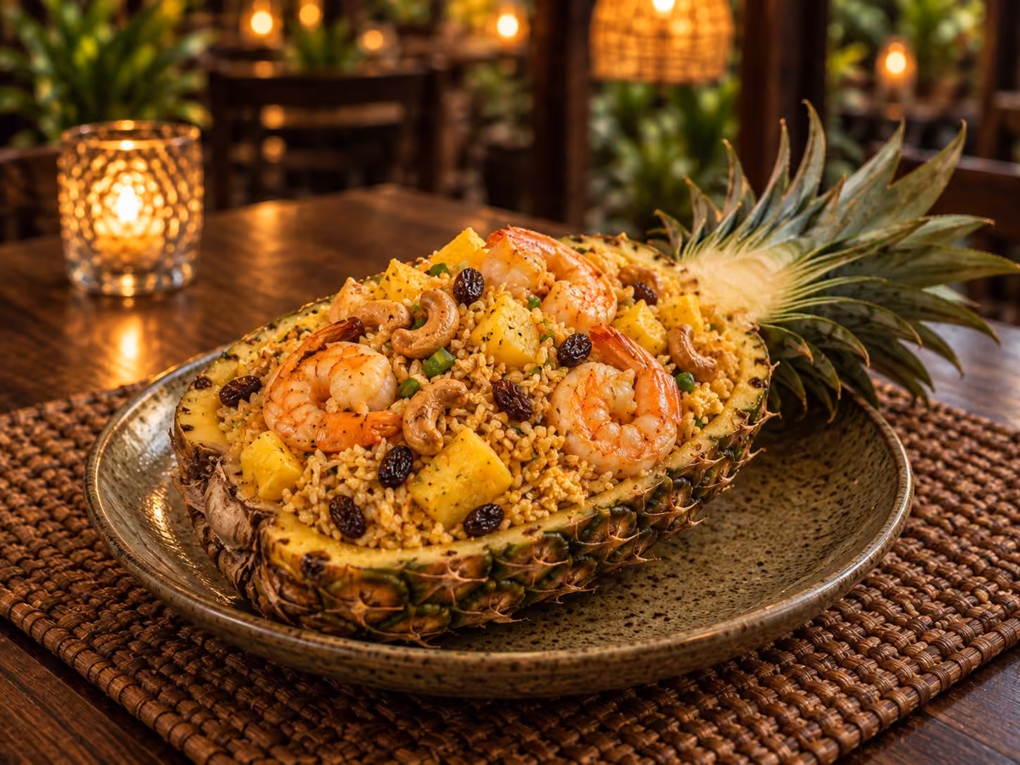 Arroz frito con piña